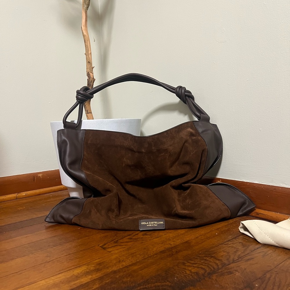 Viola Castellani Brown Suede and Leather Tote